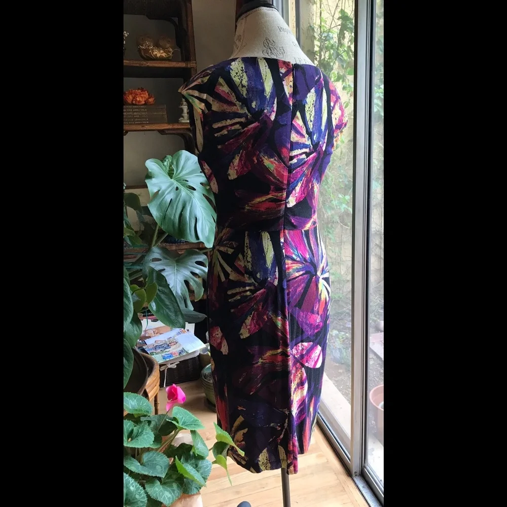 Suzy Chin For Maggie Boutique Stunning & Colorful Foliate Print Dress Sz…